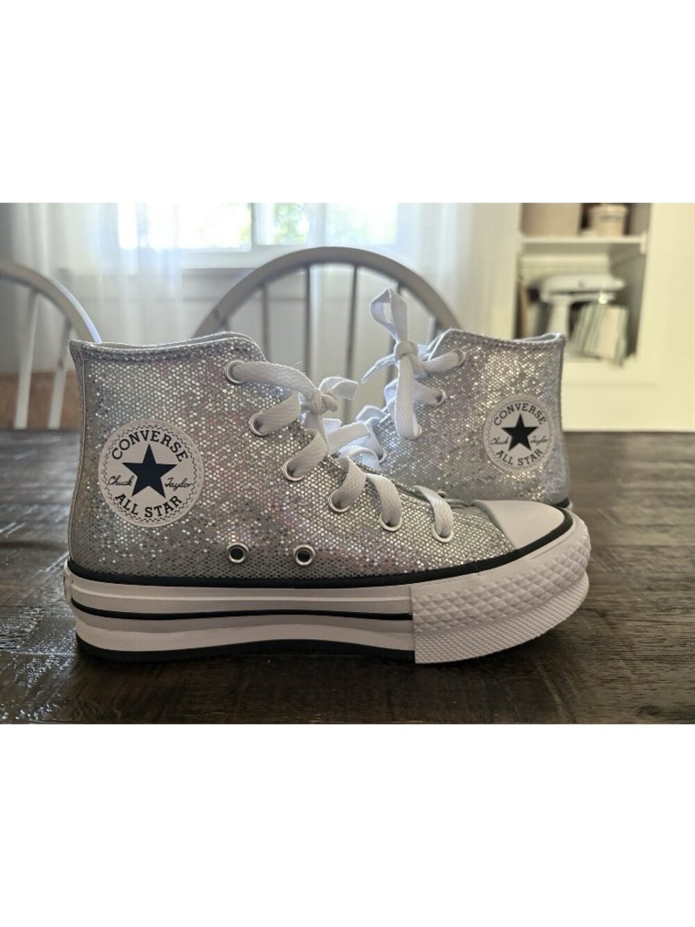 Converse Glitter Chuck Taylor All Star Youth Size 13 Platform Heel